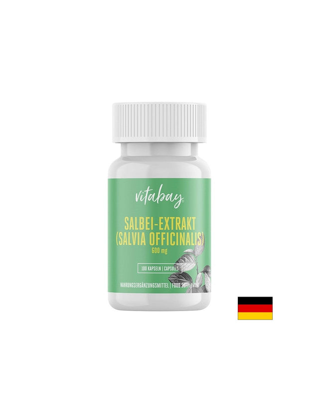 Salbei Extrakt, Sage Leaf - Екстракт от градински чай 600 mg, 100 капсули  Vitabay  Vitabay - Nutra Best Bulgaria