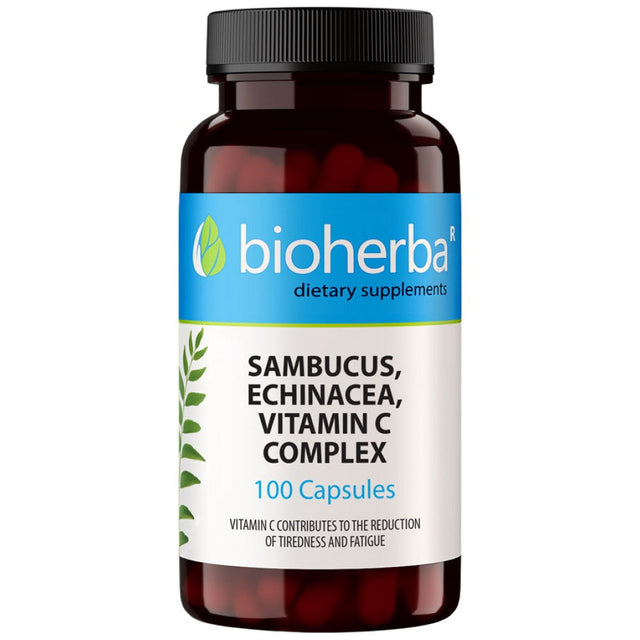 Sambucus, Echinacea, Vitamin C Complex - 100 капсули  Bioherba - Nutra Best Bulgaria