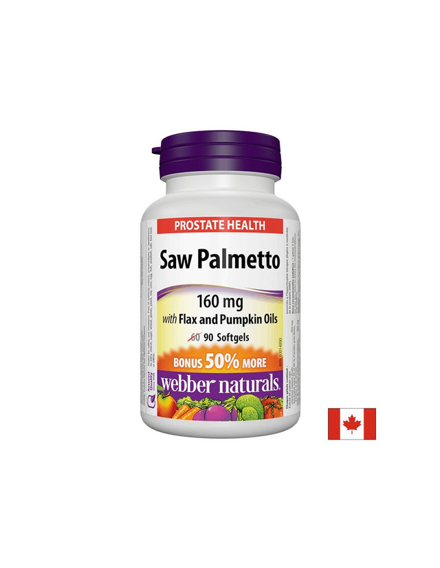Saw Palmetto With Flax And Pumpkin Oils / Сао палметто (с ленено и тиквено масло), 90 софтгел капсули  Webber Naturals - Nutra Best Bulgaria