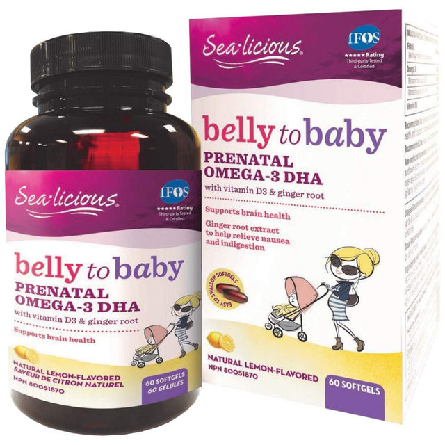 Sea Licious Omega 3 Belly To Baby DHA for Pregnant Women 816 mg 60 Гел капсули  Natural Factors - Nutra Best Bulgaria