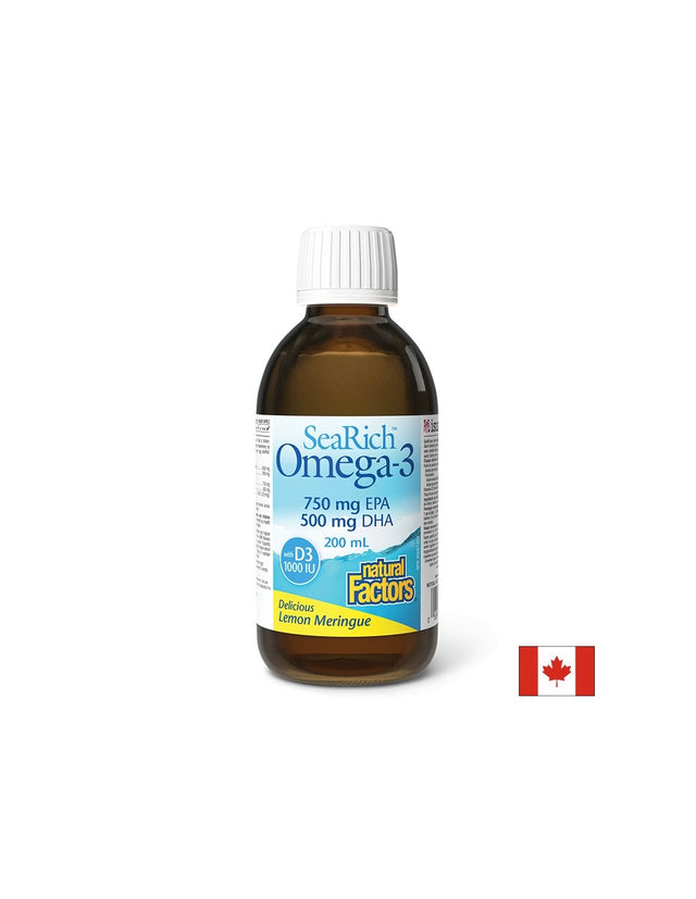 SeaRich Omega-3 4500 mg | With Vitamin D3 1000 IU - 200 мл  Natural Factors - Nutra Best Bulgaria
