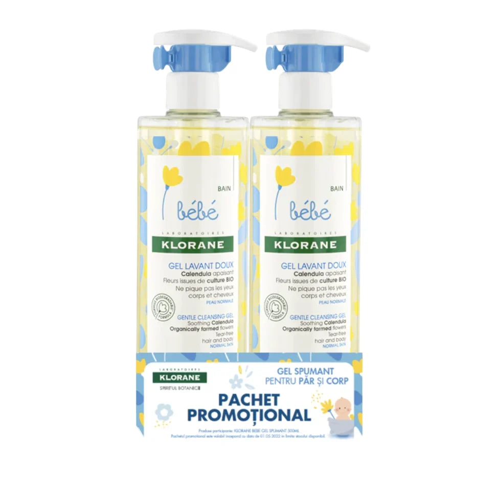 Set Duo, Klorane, Baby, Gentle Cleansing, Shower Gel, For Hair & Body, All Skin Types, 2 pcs, 500  Klorane - Nutra Best Bulgaria