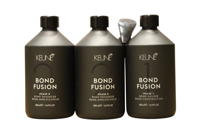 Set Keune: Bond Fusion Phase 1, Hair Treatment Lotion Mask, Bond Repair, 500 ml + Bond Fusion Phase 2, Hair Treatment Lotion Mask, Bond Enhancer, 500 ml + Measuring Plastic Cup  Keune - Nutra Best Bulgaria