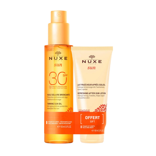 Set Nuxe: Sun, Anti-Ageing, Tanning Oil, SPF 30, 150 ml + Sun, Refreshing, After-Sun Lotion, 100 ml  Nuxe - Nutra Best Bulgaria