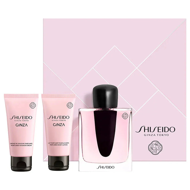 Set Shiseido: Ginza, Eau De Parfum, For Women, 50 ml + Ginza, Moisturizing, Body Lotion, 50 ml + Ginza, Cleansing, Shower Gel, For All Skin Types, 50 ml  Shiseido - Nutra Best Bulgaria