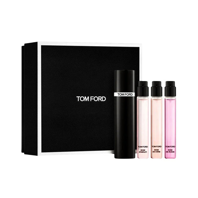 Set Tom Ford: Rose De Russie, Eau De Parfum, For Women, 10 ml + Rose De Chine, Eau De Parfum, For Women, 10 ml + Rose D'Amalfi, Eau De Parfum, For Women, 10 ml + Tom Ford, Refillable Atomizer Case, Black  Tom Ford - Nutra Best Bulgaria