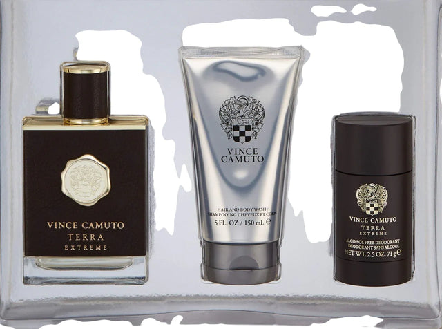 Set Vince Camuto: Terra Extreme, Eau De Toilette, For Men, 100 ml + Terra Extreme, Anti-Perspirant, Deodorant Stick, For Men, 71 g + Terra Extreme, Shower Gel & Shampoo 2-In-1, 150 ml  Vince Camuto - Nutra Best Bulgaria