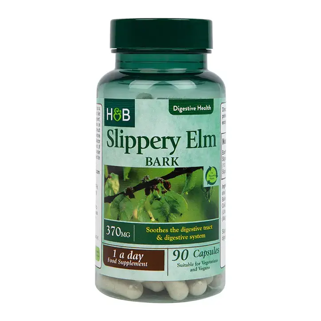 Хлъзгав бряст кора (Slippery Elm Bark) 370мг 90 капсули, H&B  Holland & Barrett - Nutra Best Bulgaria