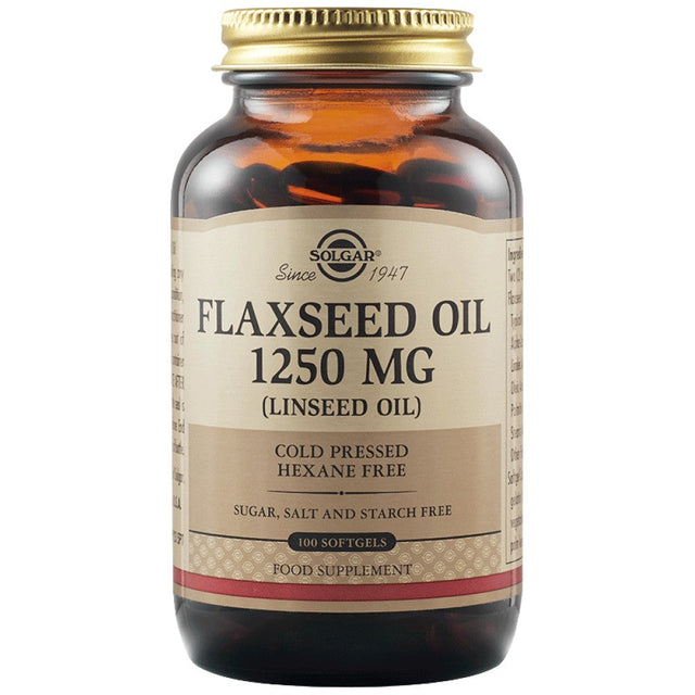 Solgar Flaxseed Oil 1250 mg - 100 Гел капсули  Solgar - Nutra Best Bulgaria