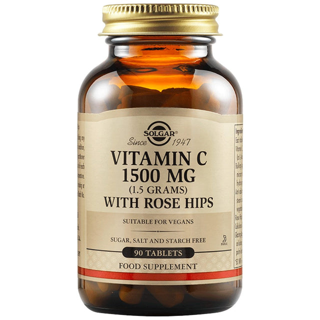 Solgar Vitamin C 1500 mg + Rose Hips - 90 Таблетки  Solgar - Nutra Best Bulgaria