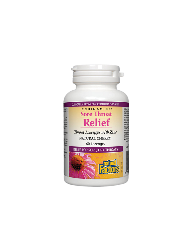 Sore Throat Relief 60 mg - 60 Таблетки  Natural Factors - Nutra Best Bulgaria