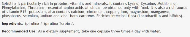Spirulina 430 mg - 100 капсули  Bioherba - Nutra Best Bulgaria