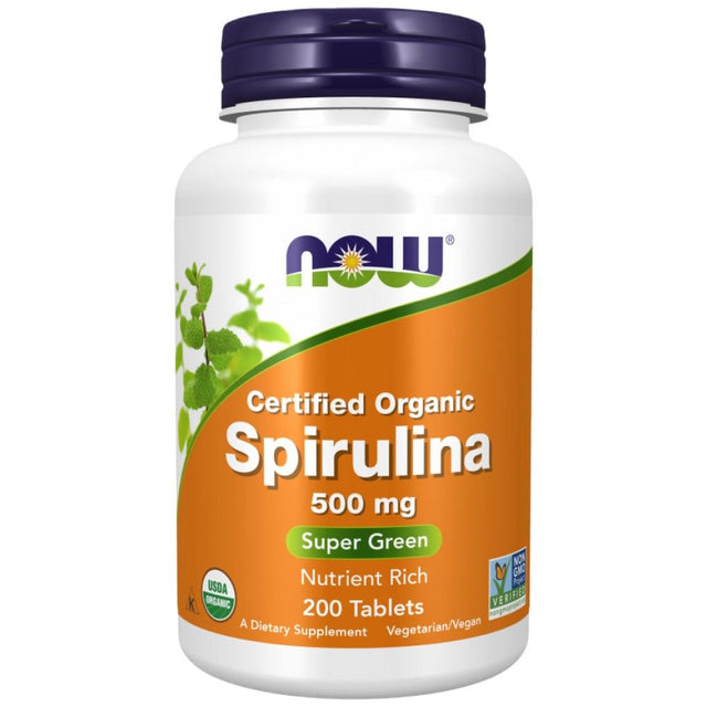 Spirulina 500 mg - 200 Таблетки  NOW Foods - Nutra Best Bulgaria