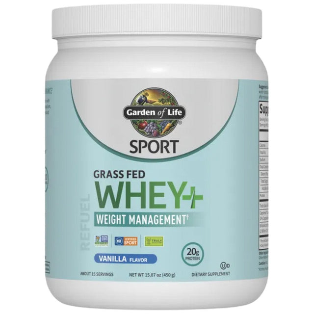 Sport Grass Fed Whey+ Weight Management | with Capsimax® & Bifidobacterium lactis - 455 грама  Garden Of Life - Nutra Best Bulgaria
