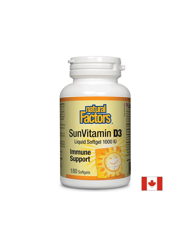 SunVitamin D3 1000 IU - 180 Гел капсули  Natural Factors - Nutra Best Bulgaria