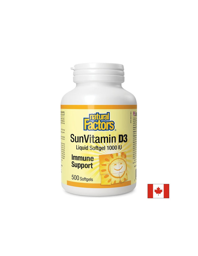 SunVitamin D3 1000 IU - 500 Гел капсули  Natural Factors - Nutra Best Bulgaria
