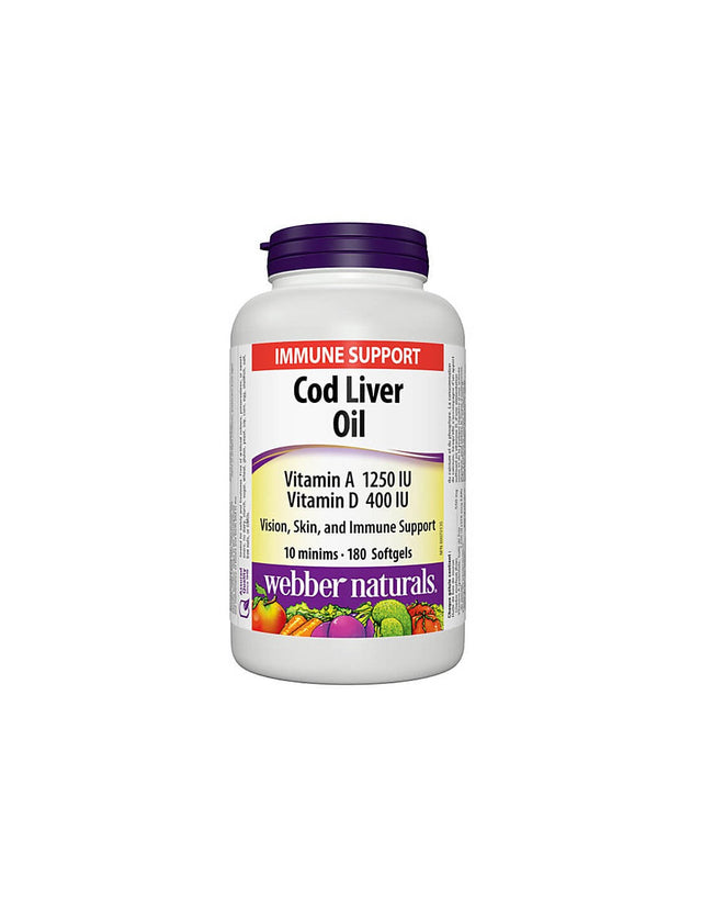 Super Cod liver oil - Черен дроб на треска масло, 180 софтгел капсули  Webber Naturals - Nutra Best Bulgaria