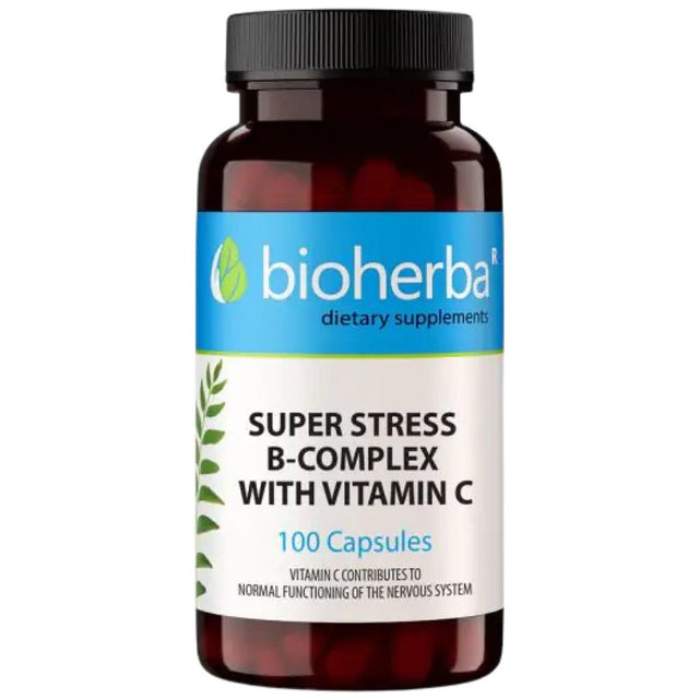 Super Stress | Vitamin B-Complex with Vitamin C - 100 капсули  Bioherba - Nutra Best Bulgaria