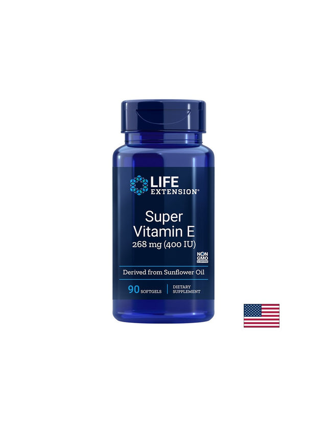 Super Vitamin E/ Супер Витамин Е (d-aлфа токоферол) 400 IU x 90 софтгел капсули  Life Extension - Nutra Best Bulgaria