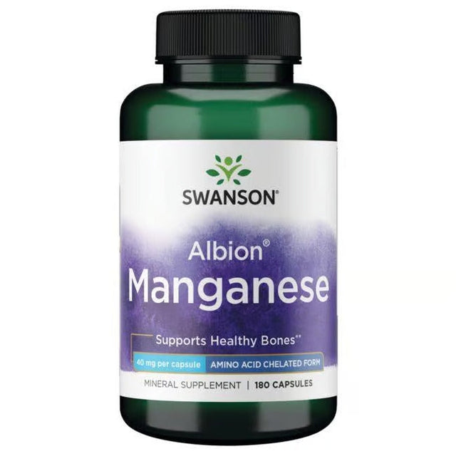 Swanson Albion Manganese 40 mg Chelated Amino Acid Form Mineral Supplement For Bone Health 180 Capsules  Swanson - Nutra Best Bulgaria
