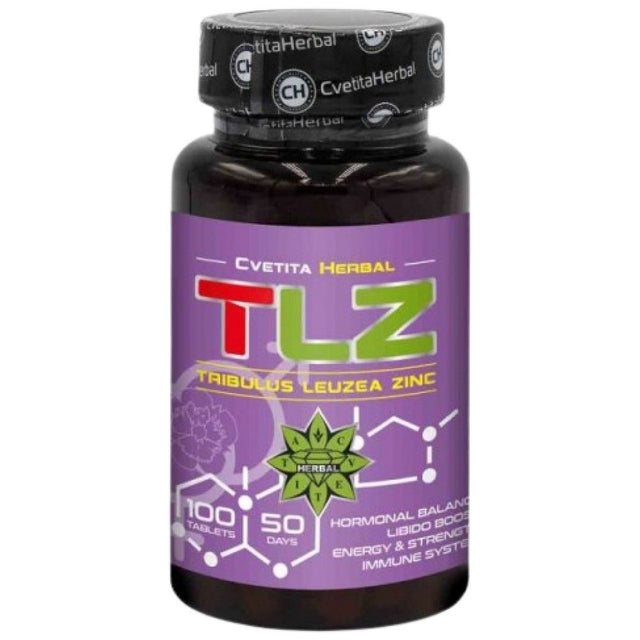 TLZ | Tribulus Leuzea Zinc - 100 Таблетки  Cvetita Herbal - Nutra Best Bulgaria