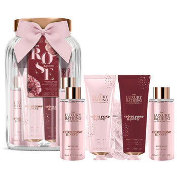 The Luxury Bathing Company - Velvet Rose Gift Set in Glass Jar ( rose & peony )  The Luxury Bathing Company - Nutra Best Bulgaria