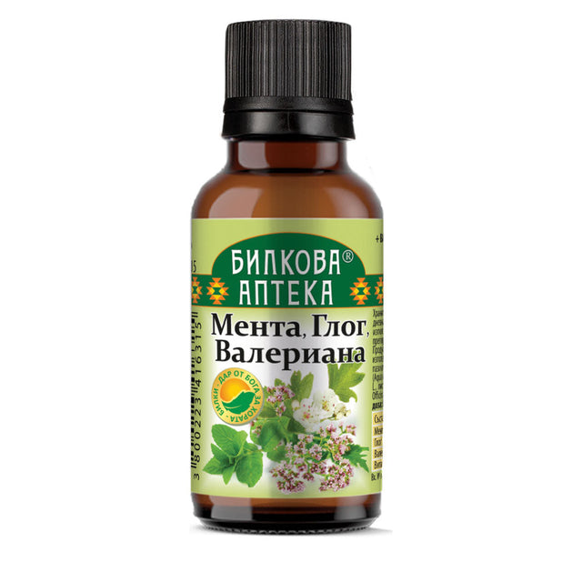 Tincture Mint, Hawthorn, Valerian - 20 мл  Bioherba - Nutra Best Bulgaria