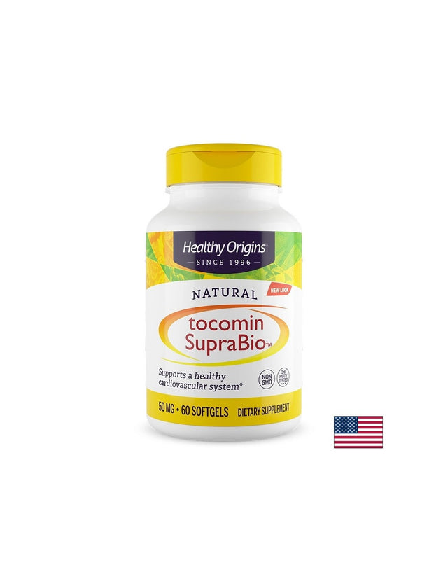 Антиоксидантна формула за здрави кожа, сърце и имунитет Tocomin SupraBio - С витамин E и токотриеноли, 60 капсули  Healthy Origins - Nutra Best Bulgaria