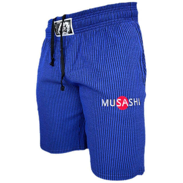 Спортни къси панталони - Сини райе / Training Shorts - Blue  Musashi - Nutra Best Bulgaria