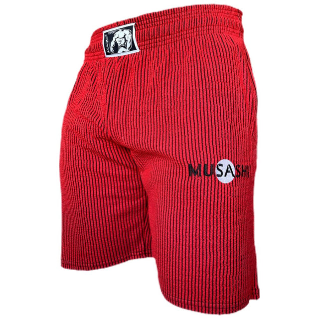 Спортни къси панталони - Червени райе / Training Shorts - Red  Musashi - Nutra Best Bulgaria