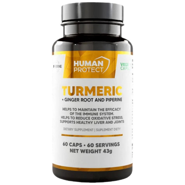 Turmeric with Ginger Root | with 95%Curcuminoids & 5% Gingerols - 60 капсули  Human Protect - Nutra Best Bulgaria