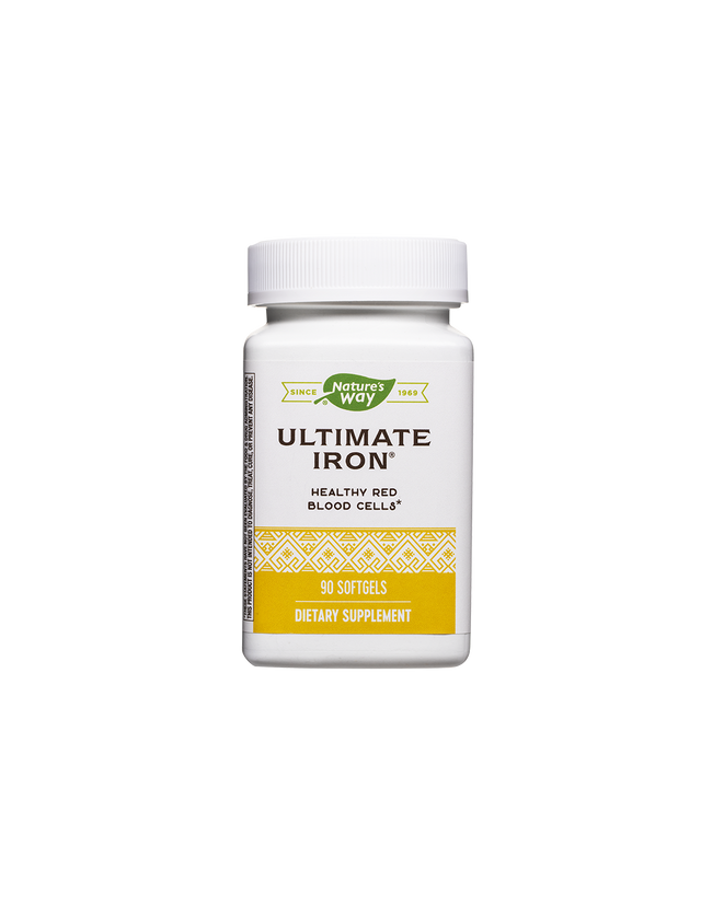 Ultimate Iron - Формула с желязо, фолат и витамин B12 (при анемия), 90 софтгел капсули Nature’s Way  Nature’s Way - Nutra Best Bulgaria