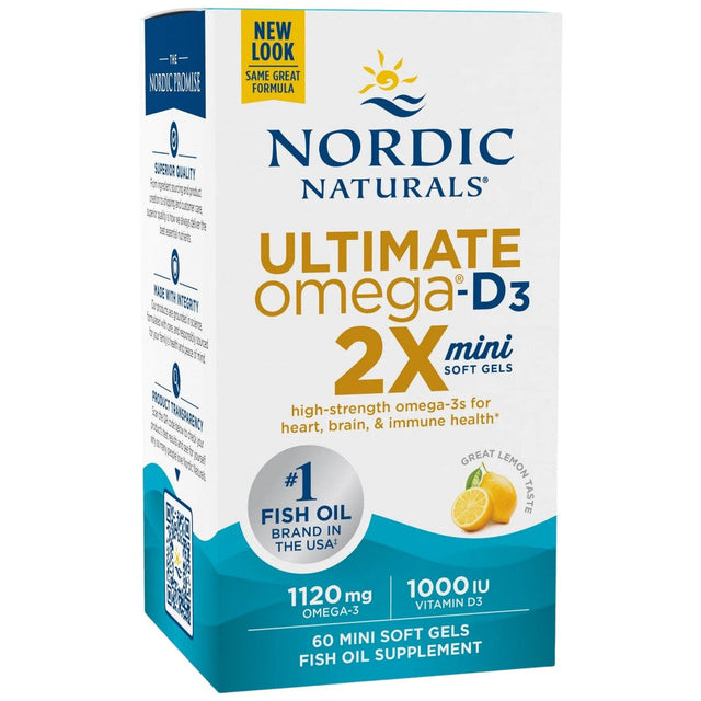 Ultimate Omega 2X Mini 1120 mg | With Vitamin D3 - 60 Гел капсули  Nordic Naturals - Nutra Best Bulgaria