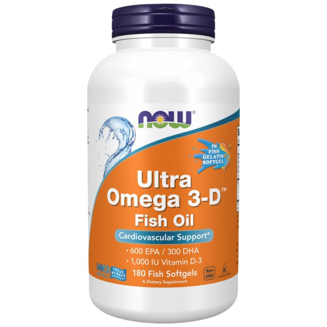 Ultra Omega 3-D with Vitamin D-3 - 180 Гел капсули  NOW Foods - Nutra Best Bulgaria