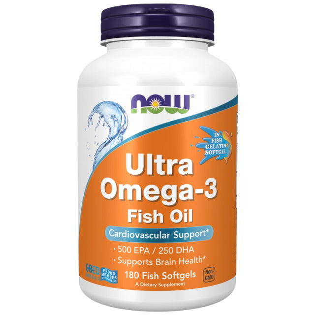 Ultra Omega 3 | Fish Gelatin Softgels - 180 Гел капсули  NOW Foods - Nutra Best Bulgaria