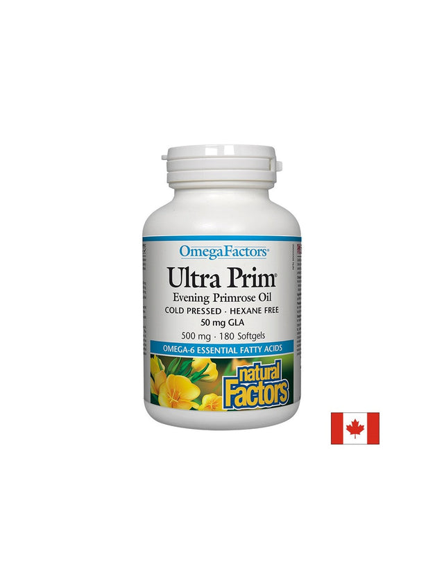 Ultra Prim Evening Primrose Oil 500 mg - 180 Гел капсули  Natural Factors - Nutra Best Bulgaria