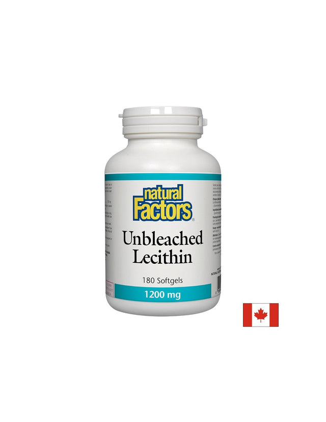 Unbleached Lecithin 1200 mg - 180 Гел капсули  Natural Factors - Nutra Best Bulgaria