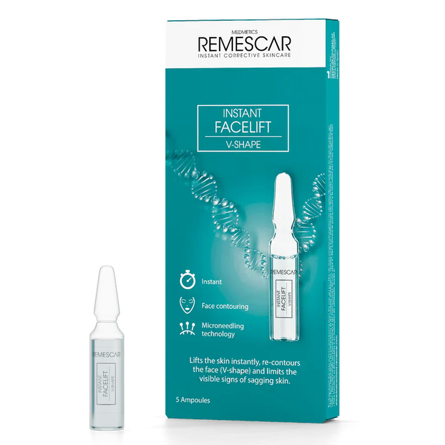 Ампули за незабавен лифтинг и V-образен контур на лицето 5x2ml  Remescar - Nutra Best Bulgaria