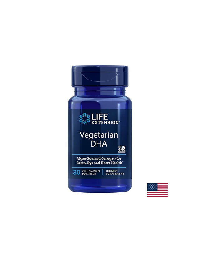 Vegetarian DHA / Растителна DHA 200 mg х 30 софтгел капсули  Life Extension - Nutra Best Bulgaria