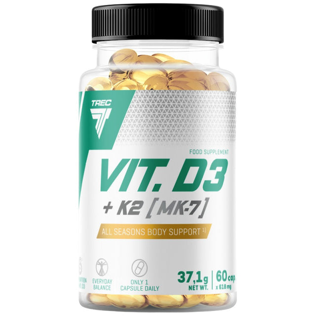 Vit. D3 + K2 (MK-7) | Vitamin D and Vitamin K2 Formula 60 капсули  Trec Nutrition - Nutra Best Bulgaria