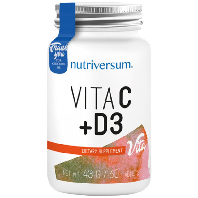 Vita C + D3 | Vitamin C 500 mg + Vitamin D 1000 IU 60 Таблетки  Nutriversum - Nutra Best Bulgaria