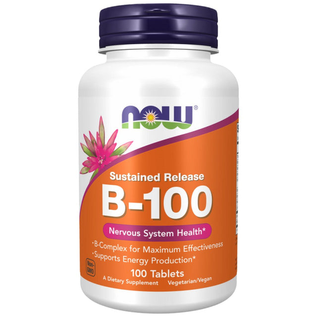 Vitamin B-100 Sustained Release / 100Tabs  NOW Foods - Nutra Best Bulgaria