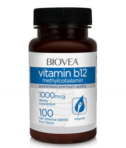 Vitamin B12 1000 Methylcobalamin Fast Dissolve / 100 Tabs  Biovea - Nutra Best Bulgaria