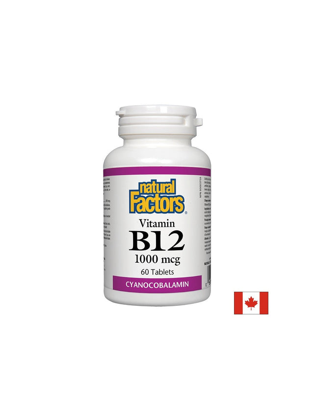 Vitamin B12/ Витамин В12 (цианокобаламин) 1000 mcg х 60 таблетки Natural Factors,  Natural Factors - Nutra Best Bulgaria