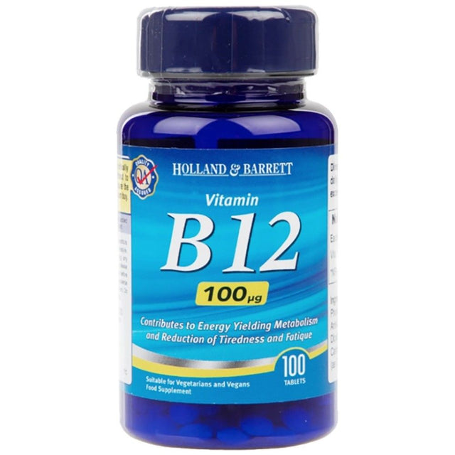 Vitamin B12 Cyanocobalamin 100 mcg - 100 Таблетки  Holland and Barrett - Nutra Best Bulgaria