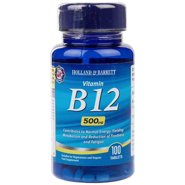Vitamin B12 Cyanocobalamin 500 mcg - 100 Таблетки  Holland & Barrett - Nutra Best Bulgaria