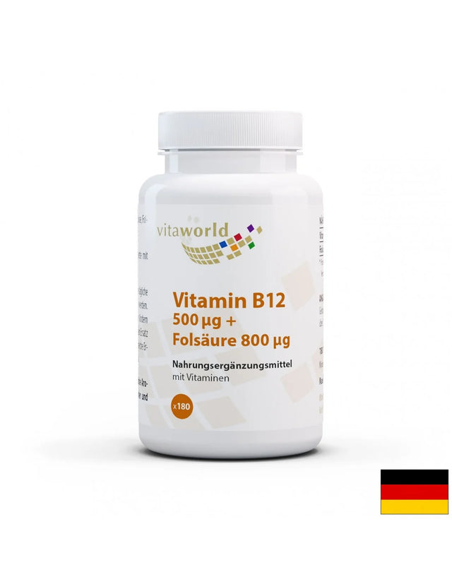 Vitamin B12 + Folsäure / Витамин B12 + Фолиева киселина, 180 таблетки - Nutra Best