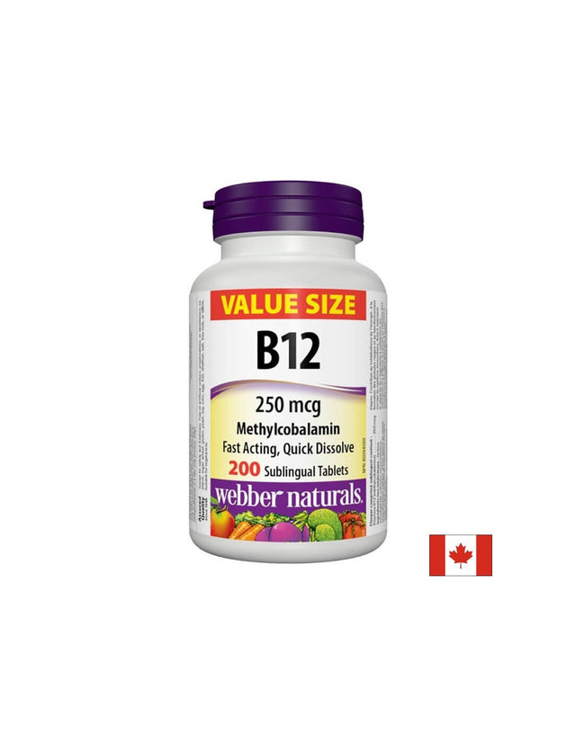 Vitamin B12 Methylcobalamin - Витамин В12 метилкобаламин 250 µg, 200 сублингвални таблетки  Webber Naturals - Nutra Best Bulgaria