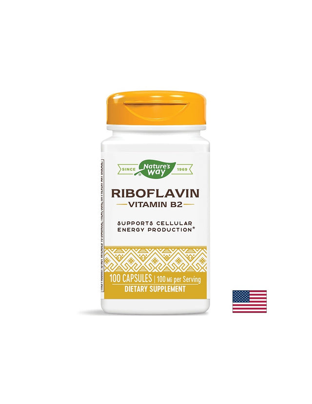 Vitamin B2 100 mg (Riboflavin) - 100 капсули  Nature’s Way - Nutra Best Bulgaria