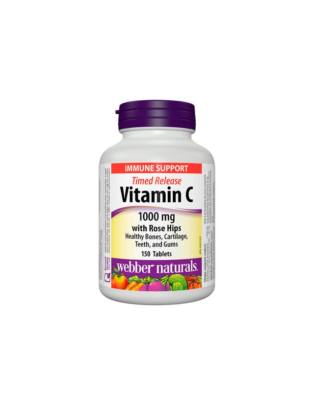 Vitamin C/ Витамин С 1000 mg + Шипка х 150 таблетки с удължено освобождаване  Webber Naturals - Nutra Best Bulgaria